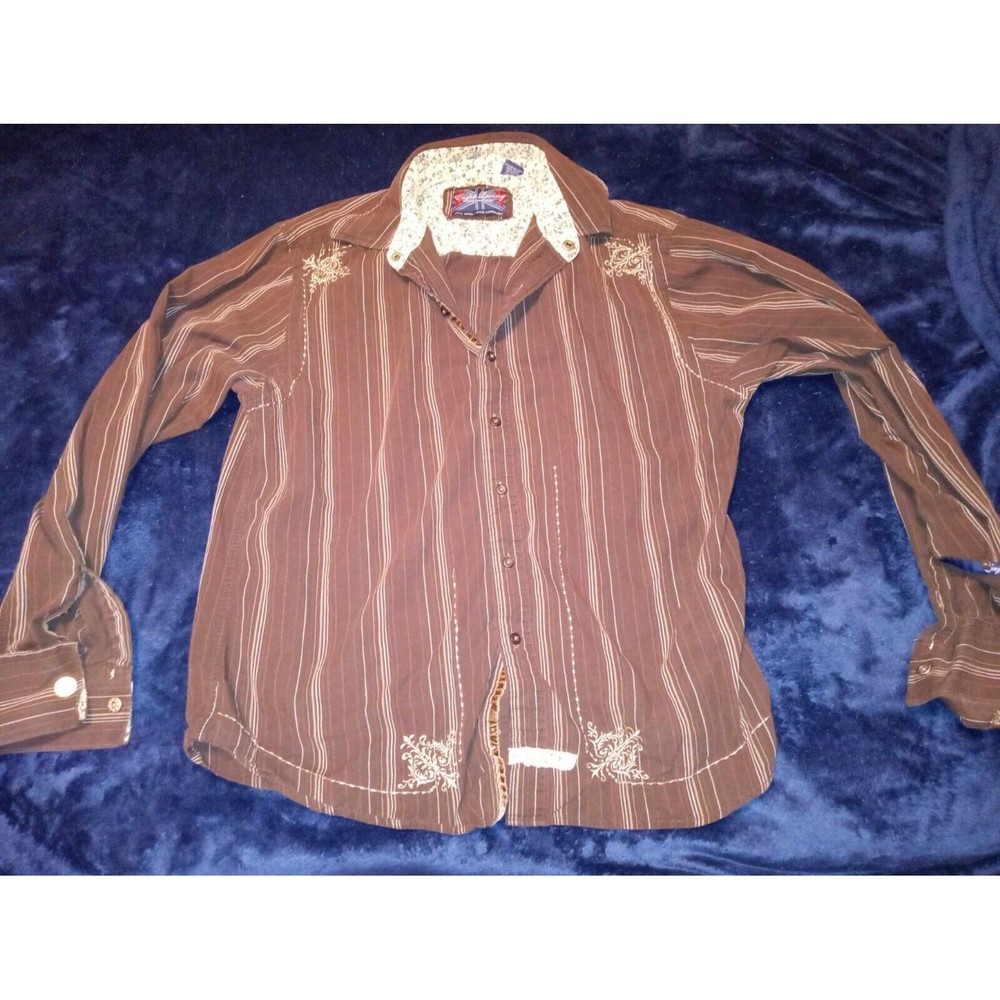 english laundry Button Up shirt embroidered large Flip Cuff